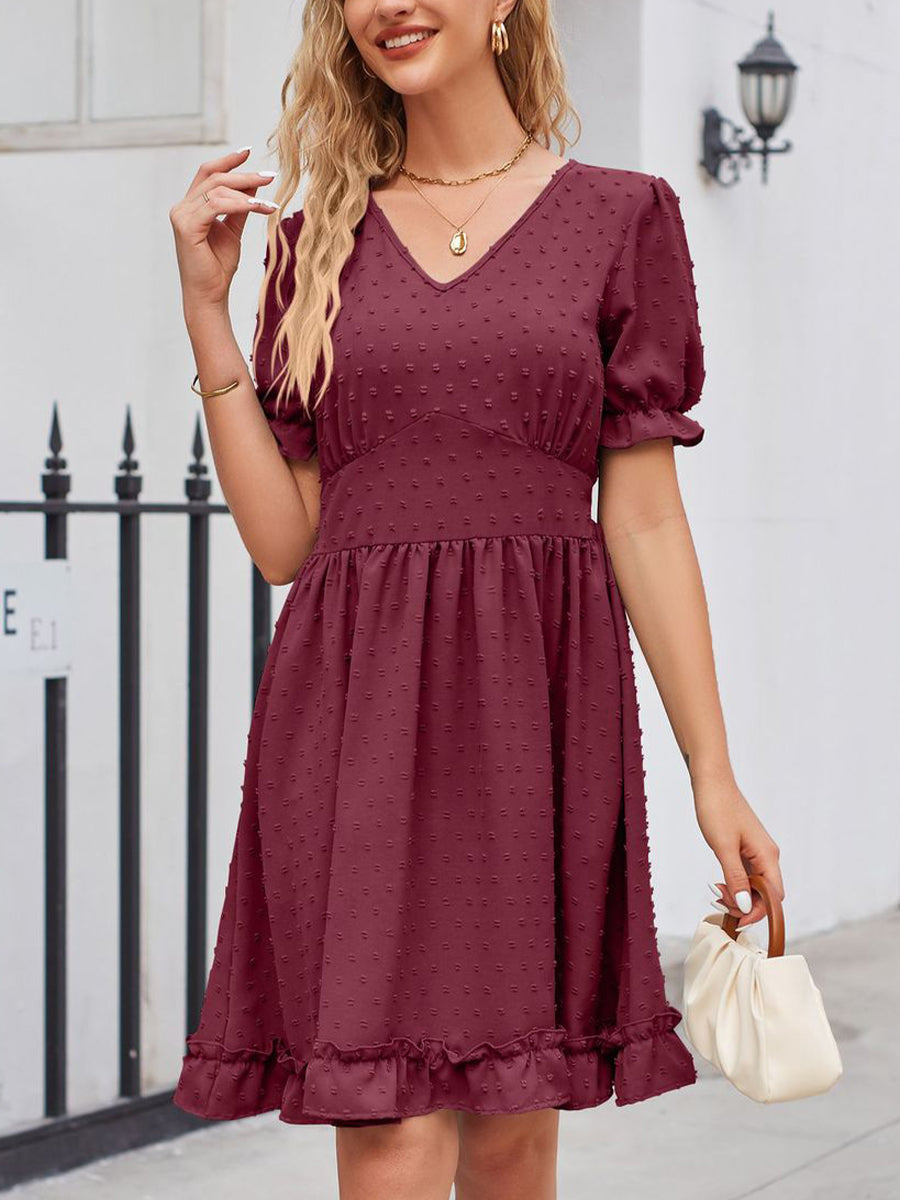 Women's Dresses Jacquard V Neck Waist Slim Beach Casual Fashion Mini Dress