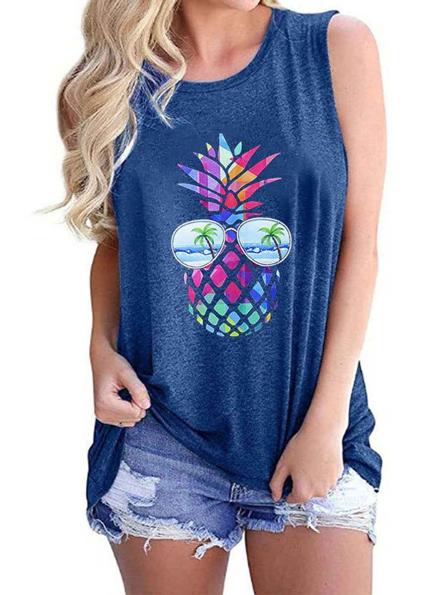 Casual Loose Tunic Sleeveless Tank Top - Jewel