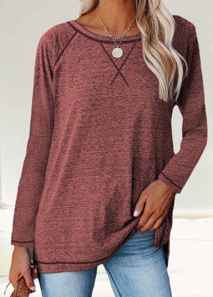 Long Sleeve Round Neck Patchwork T-shirt