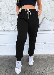 Casual Lace-up Solid Color Pants