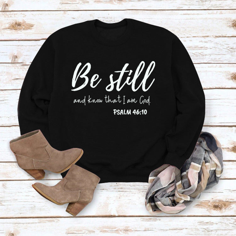 Letter Print Long Sleeve O-Neck Loose Sweatshirt