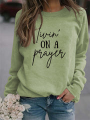 Crew Neck Long Sleeve Letter Print Loose Sweatshirt