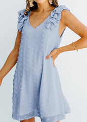 Flouncing V Neck Sleeveless Mini Dress
