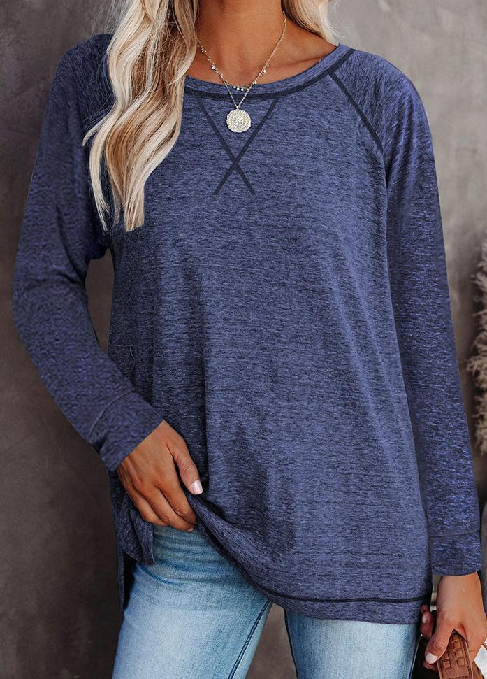 Long Sleeve Round Neck Patchwork T-shirt