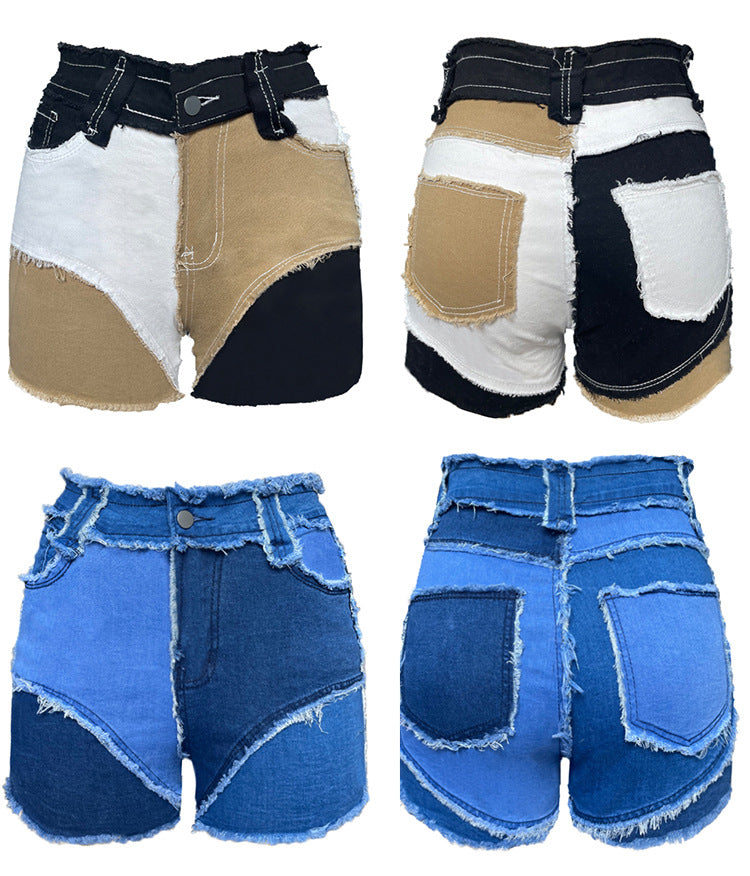 Women's Color Blocked Denim Shorts