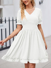 Women's Dresses Jacquard V Neck Waist Slim Beach Casual Fashion Mini Dress
