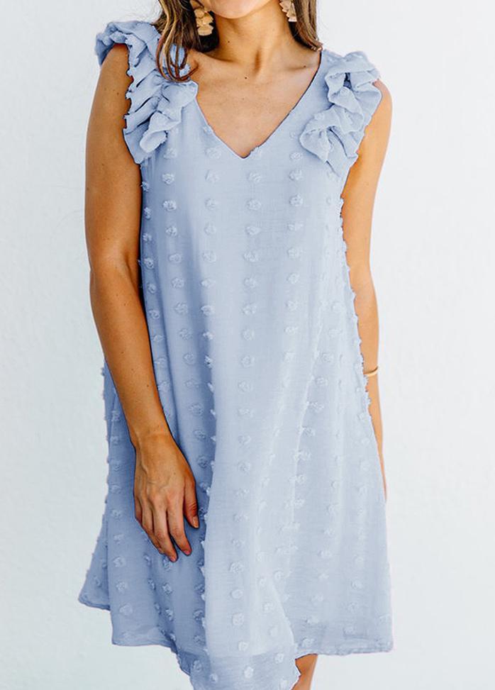 Flouncing V Neck Sleeveless Mini Dress
