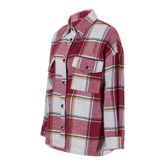 Casual Loose Retro Plaid Stitching Shirt Top