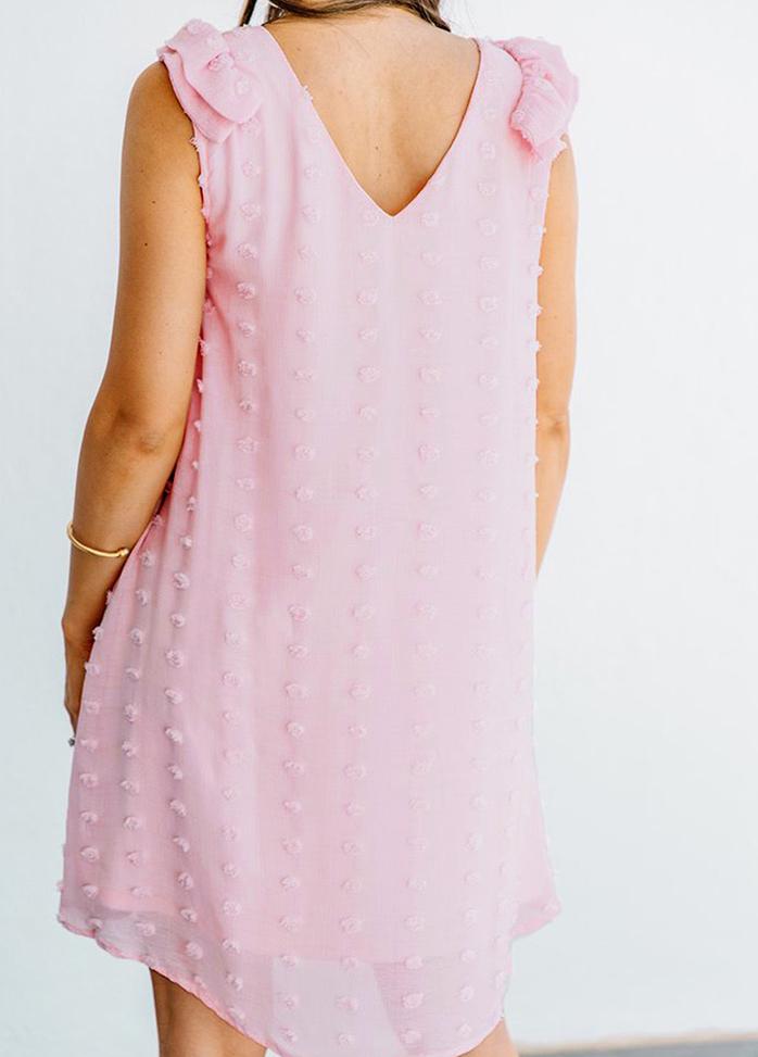 Flouncing V Neck Sleeveless Mini Dress