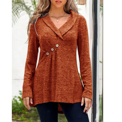 Casual Long Sleeve Lapel Collar Blouse Top