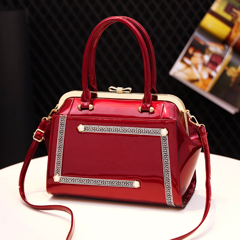Women's Classic Bright Leather Large Shoulder Handbags