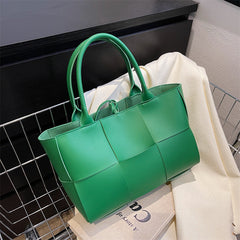 Spring Woven Large Women's Plaid Fashion Shoulder Tote Bags