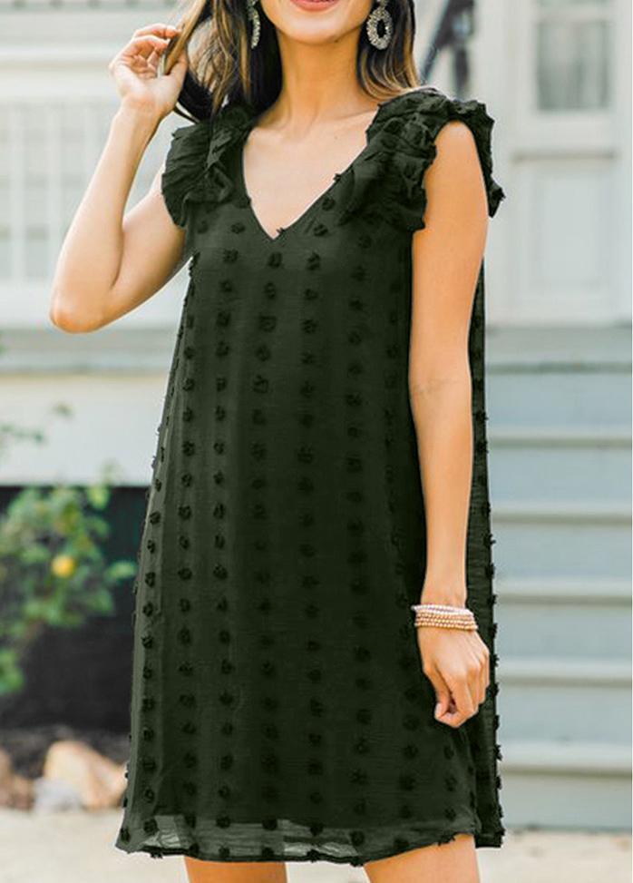 Flouncing V Neck Sleeveless Mini Dress