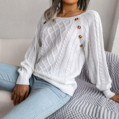Long Sleeve Scoop Neck Knitted Solid Sweatshirt
