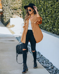 Button Down Oversized Collar Shirt Coat