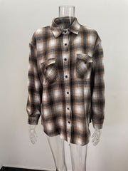 Casual Plaid Button Down Front Pocket Shirt