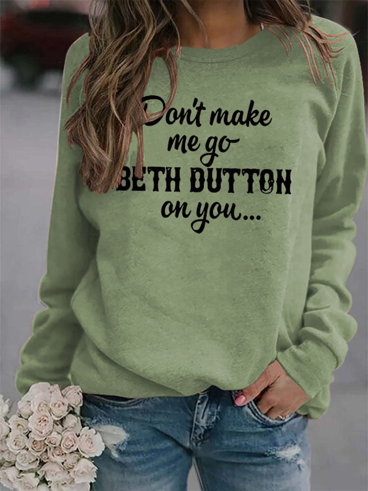Letter Printed Crew Neck Long Sleeve Loose Sweatshirt