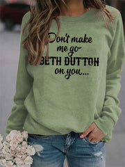 Letter Printed Crew Neck Long Sleeve Loose Sweatshirt