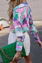 Elegant Turn Down Collar Button Printed Shirt