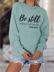 Letter Print Long Sleeve O-Neck Loose Sweatshirt