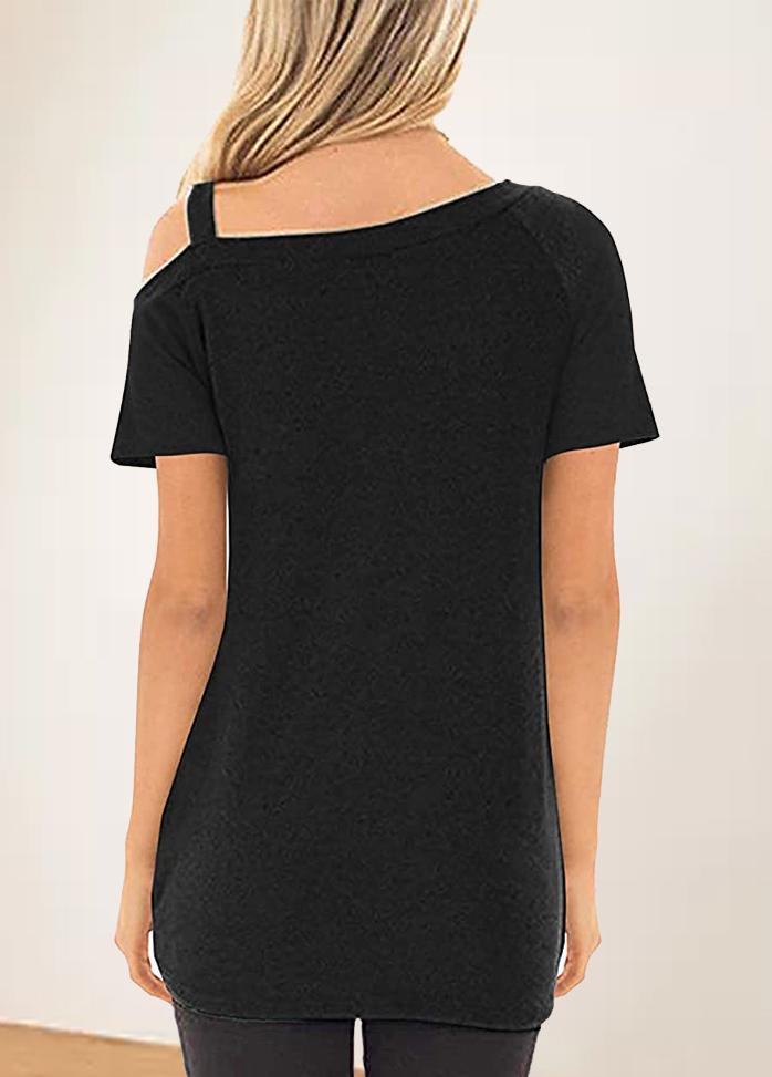 Cold Shoulder Skew Neck Short Sleeve T-shirt