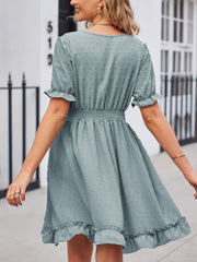 Women's Dresses Jacquard V Neck Waist Slim Beach Casual Fashion Mini Dress
