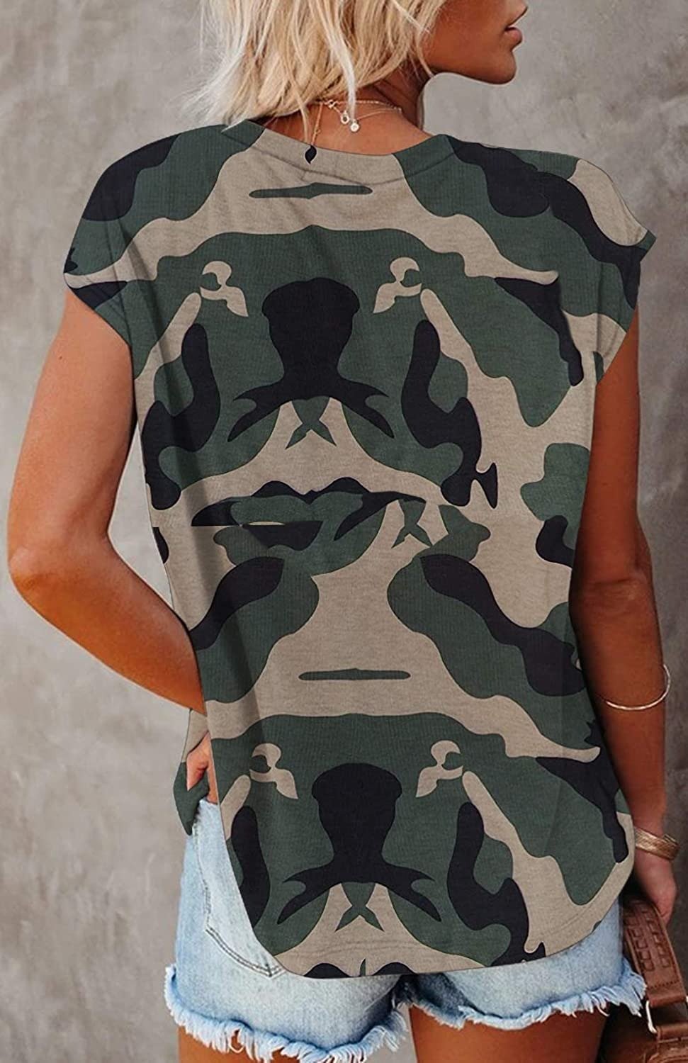 Crew Neck Cap Sleeve Floral Tank Top