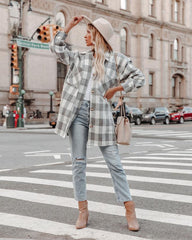 Button Down Front Pocket Shacket Top