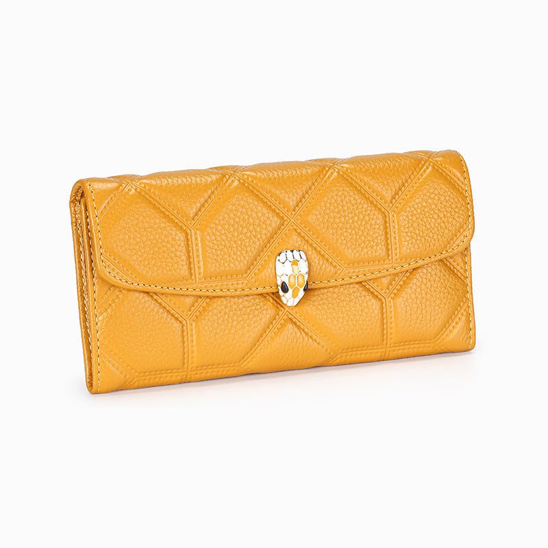 Cowhide Long Women's Elegant Leather Small Holder Large Snake Purse