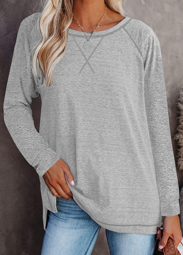 Long Sleeve Round Neck Patchwork T-shirt
