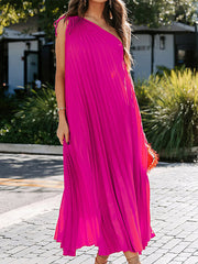 Women's Dresses One Shoulder Temperament Commuting Irregular Midi Dress