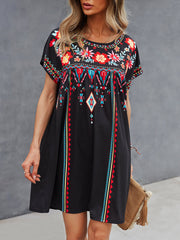 Women's Dresses Casual Loose Printed Short Sleeve Mini Dress