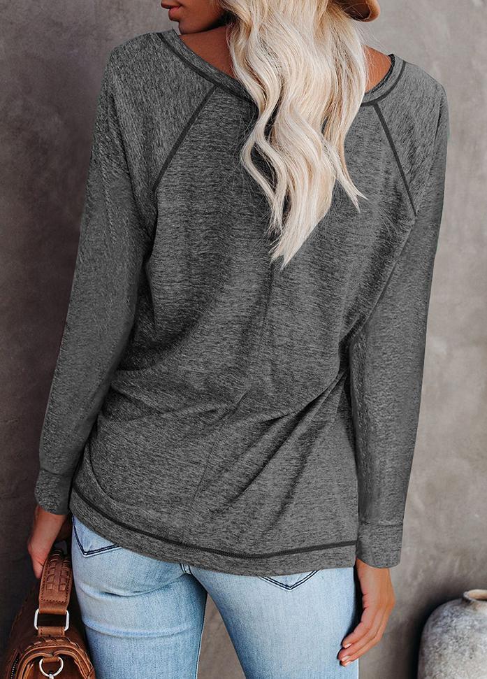 Long Sleeve Round Neck Patchwork T-shirt