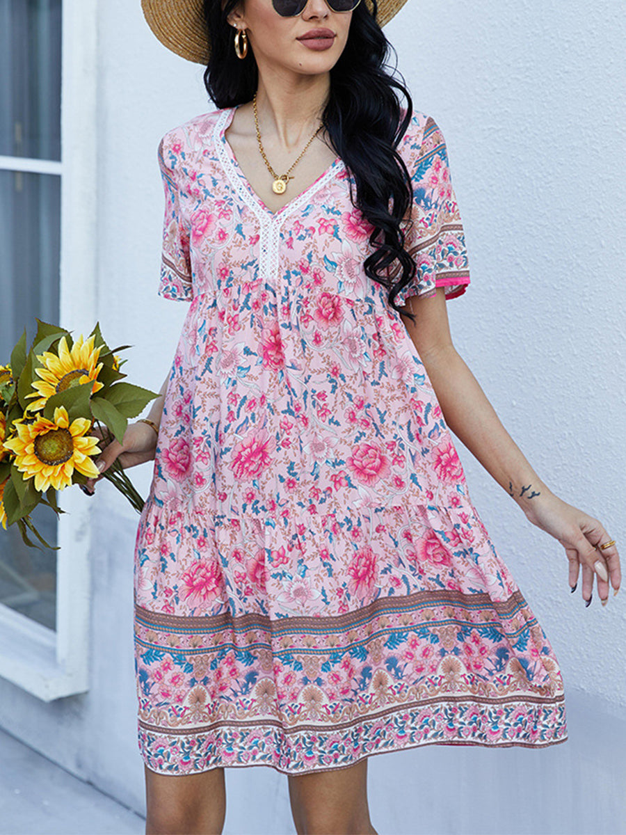 Women's Dresses Fashion Casual Printed Holiday Mini Dress