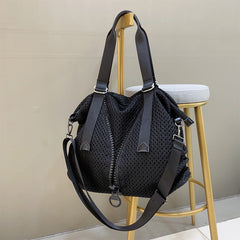 Women's Casual Shoulder Nylon Large Travel Trend Big Zipper Wide Strap Shoulder Bags