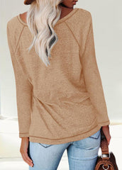 Long Sleeve Round Neck Patchwork T-shirt