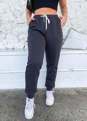 Casual Lace-up Solid Color Pants