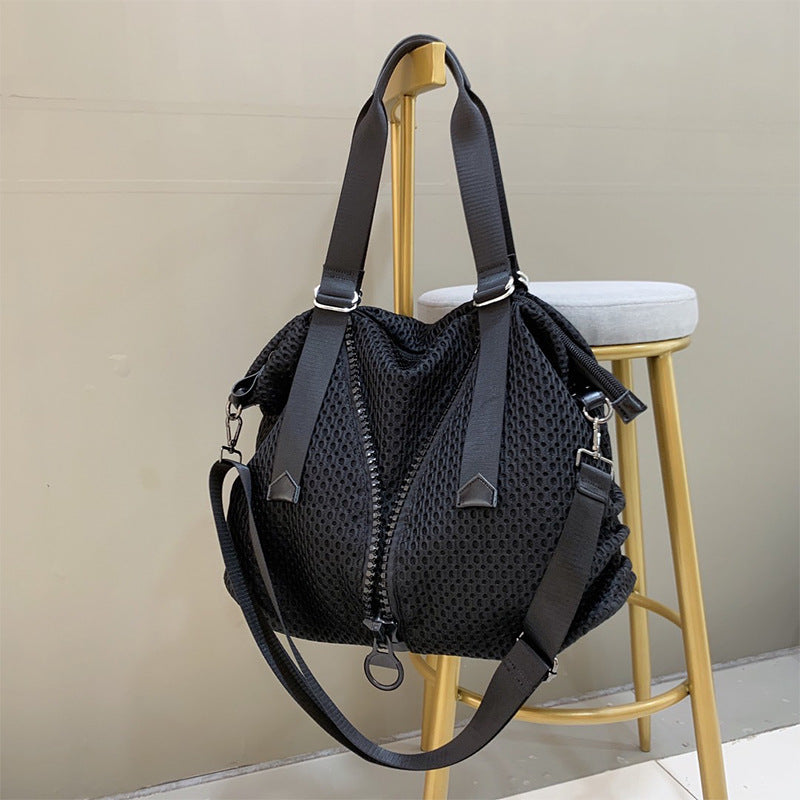 Women's Casual Shoulder Nylon Large Travel Trend Big Zipper Wide Strap Shoulder Bags