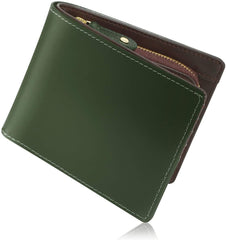 Cowhide Men's Zipper Leather Short Pocket Purse