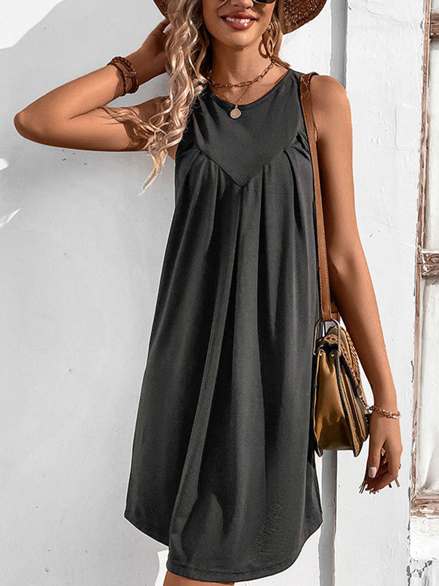 Women's Dresses Fashion Solid Color Sleeveless Mini Dress