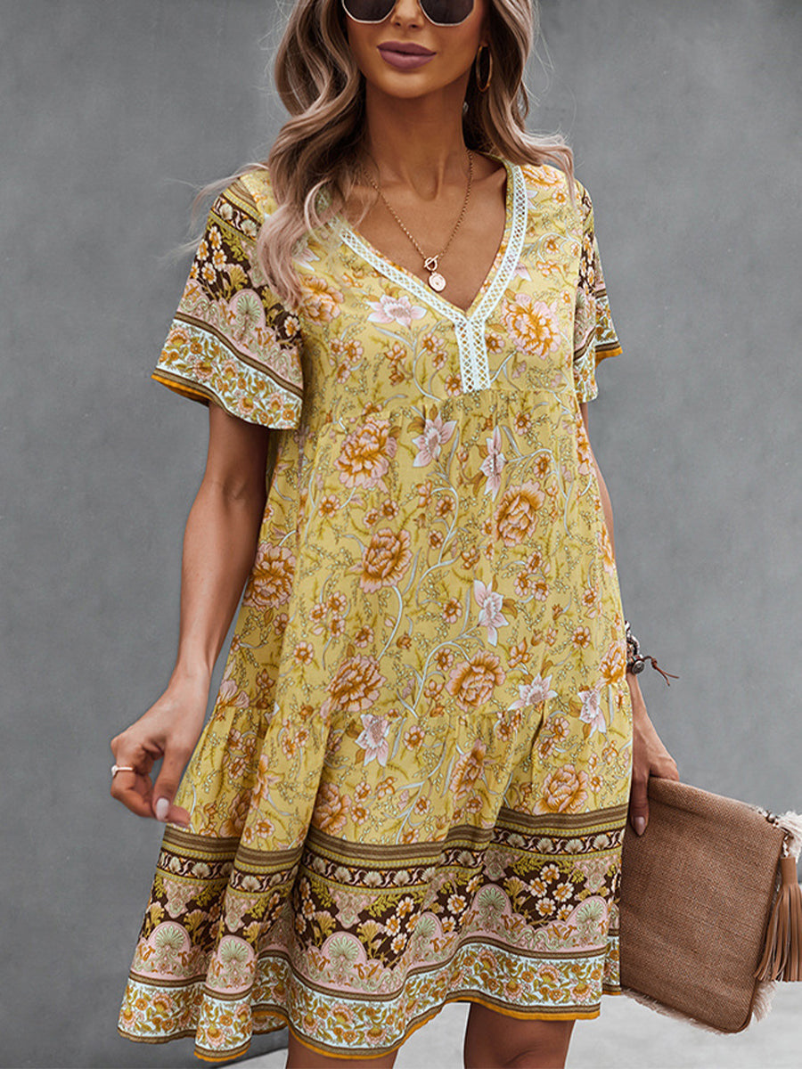 Women's Dresses Fashion Casual Printed Holiday Mini Dress