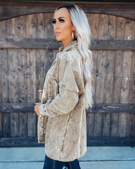 Button Down Long Sleeve Curdoroy Shacket Top