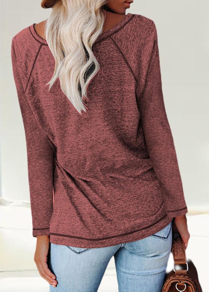 Long Sleeve Round Neck Patchwork T-shirt