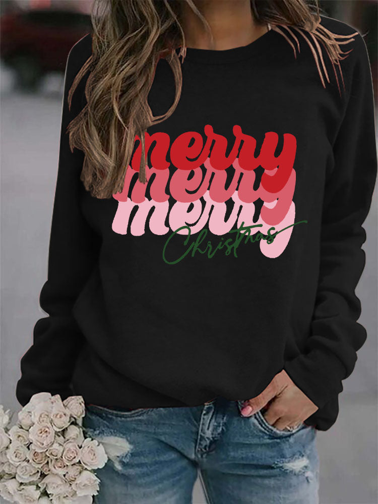 Long Sleeve O-Neck Letter Print Oversized Sweatshirt