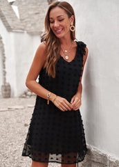 Flouncing V Neck Sleeveless Mini Dress