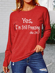 Long Sleeve Casual Freezing Printed Top