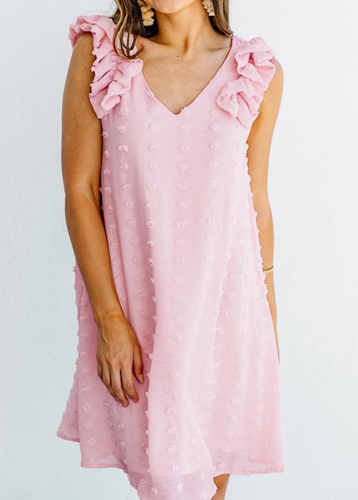 Flouncing V Neck Sleeveless Mini Dress
