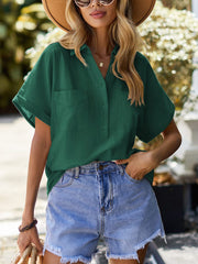 Women's Blouses Thin Section V Neck Casual Solid Color Loose Blouse