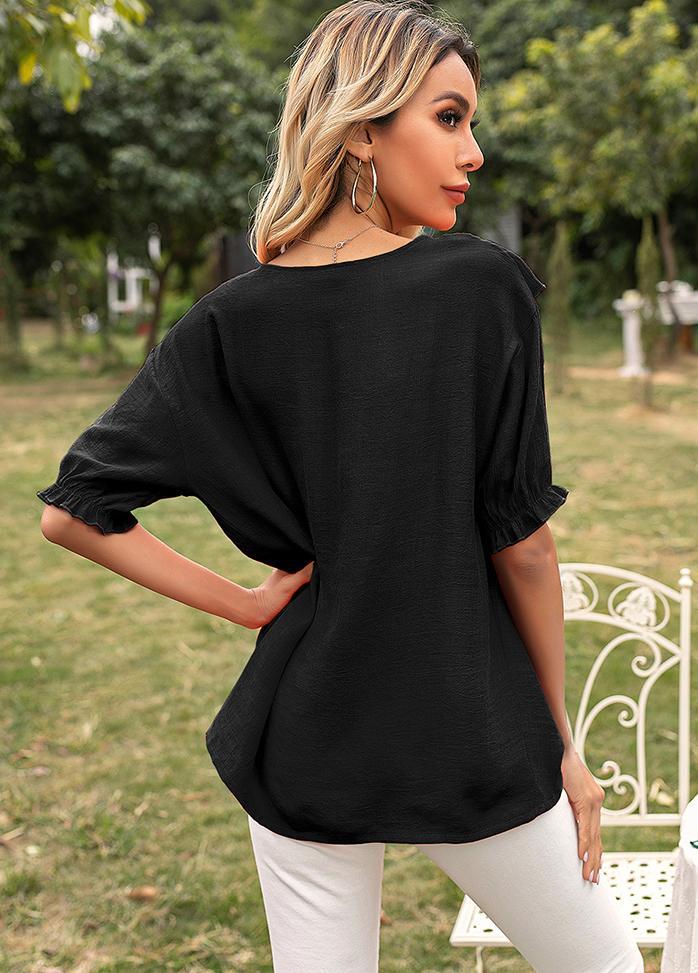 Flouncing Round Neck Short Sleeve T-shirt