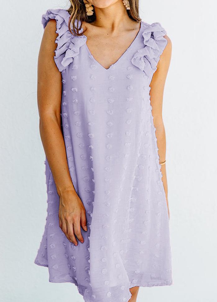 Flouncing V Neck Sleeveless Mini Dress